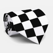 Cravate Motif checkered noir et blanc (Roulé)