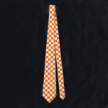 Cravate Motif chèque À damiers blanc orange<br><div class="desc">Chèque orange et blanc À damiers conception Motif Carré géométrique</div>