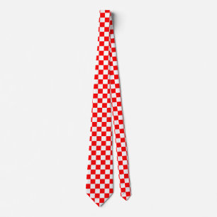 Cravate Motif chèque À damiers blanc rouge
