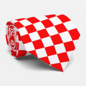 Cravate Motif chèque À damiers blanc rouge (Roulé)