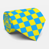 Cravate Motif chèque À damiers bleu jaune (Roulé)