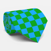 Cravate Motif chèque À damiers bleu vert (Roulé)