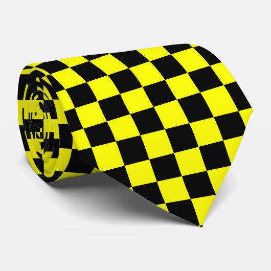Cravate Motif chèque À damiers jaune noir (Roulé)