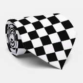 Cravate Motif chèque À damiers noir blanc (Roulé)