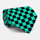 Cravate Motif chèque À damiers noir vert (Roulé)
