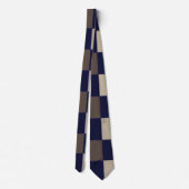 Cravate Motif Chèques Brown en damier bleu foncé (Dos)