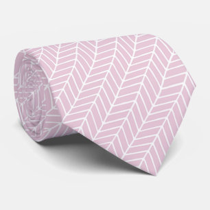 Cravate Motif Chevron Abstrait rose et blanc
