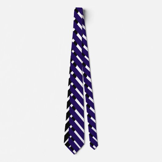Cravate Motif Chevron Blanc Bleu Zigzag (Devant)