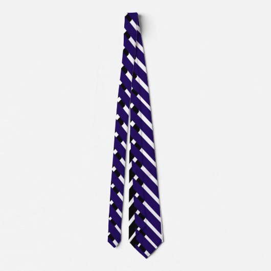 Cravate Motif Chevron Blanc Bleu Zigzag (Dos)