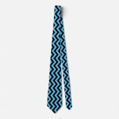 Cravate Motif Chevron bleu et noir (Devant)