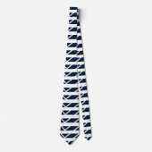 Cravate Motif Chevron Bleu Marine Blanc (Devant)