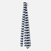 Cravate Motif Chevron Bleu Marine Blanc (Dos)