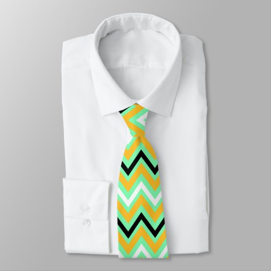 Cravate Motif Chevron jaune et vert (Attaché)