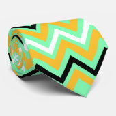 Cravate Motif Chevron jaune et vert (Roulé)