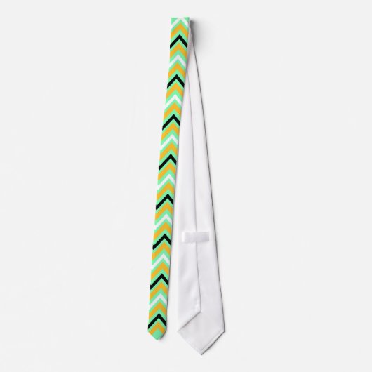 Cravate Motif Chevron jaune et vert (Dos)