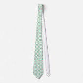 Cravate Motif Chevron Ondulé Bleu Vert et Brun Clair (Devant)
