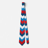 Cravate Motif chevron rouge blanc et bleu (Devant)