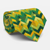 Cravate Motif chevron vert et jaune (Roulé)