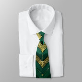 Cravate Motif chevron vert or élégant (Attaché)