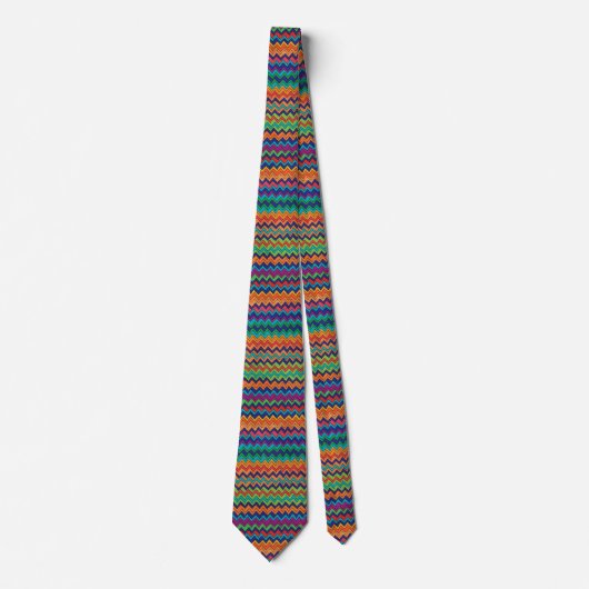 Cravate Motif Chevron vert orange moderne (Devant)