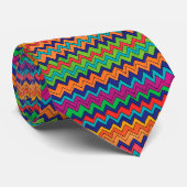 Cravate Motif Chevron vert orange moderne (Roulé)