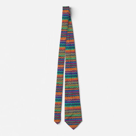 Cravate Motif Chevron vert orange moderne (Dos)