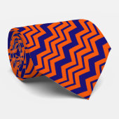 Cravate Motif chevron zigzag bleu orange (Roulé)