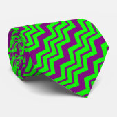Cravate Motif chevron zigzag vert violet (Roulé)