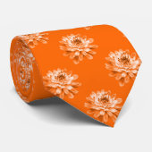 Cravate Motif Chrysanthemum - Orange (Roulé)