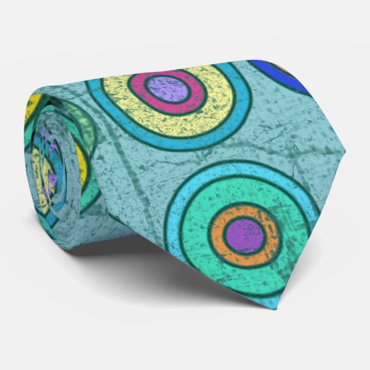 Cravate Motif circulaire bleu Grungy Retro (Roulé)