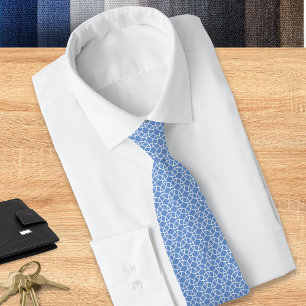 Cravate Motif circulaire géométrique cool bleu moyen blanc