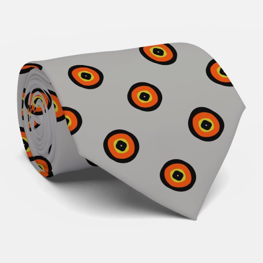 Cravate Motif circulaire orange noir vert (Roulé)