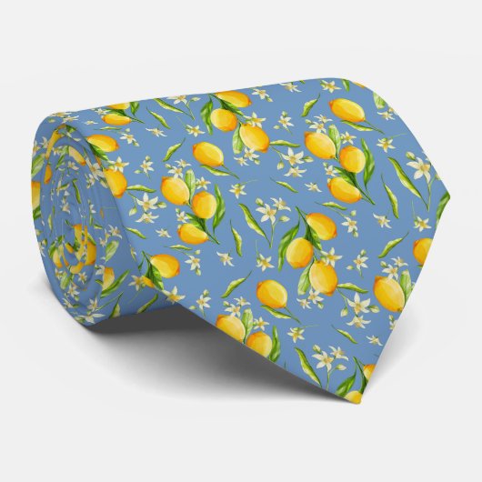 Cravate Motif Citron Agrumes (Roulé)