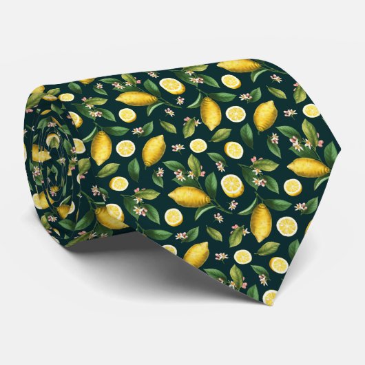 Cravate Motif Citron Agrumes (Roulé)