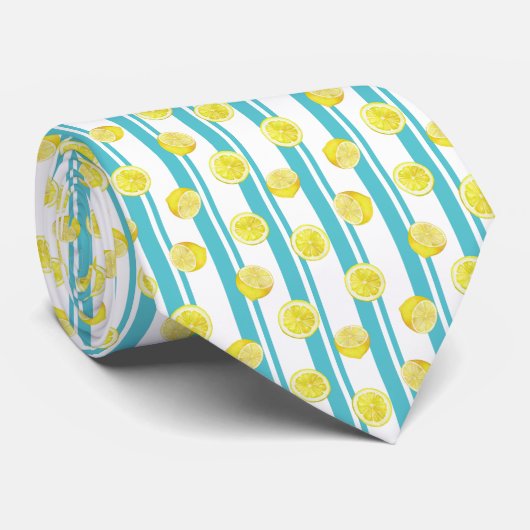 Cravate Motif Citron Agrumes (Roulé)