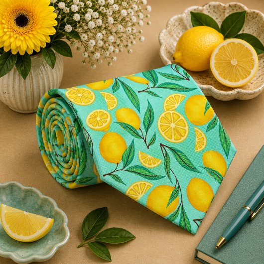 Cravate Motif Citron Agrumes
