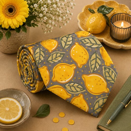 Cravate Motif Citron Agrumes