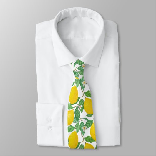 Cravate Motif citron blanc jaune (Attaché)