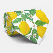 Cravate Motif citron blanc jaune (Roulé)
