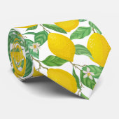 Cravate Motif citron blanc jaune (Roulé)