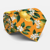 Cravate Motif Citron d'agrumes (Roulé)