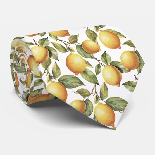Cravate Motif Citron d'agrumes (Roulé)