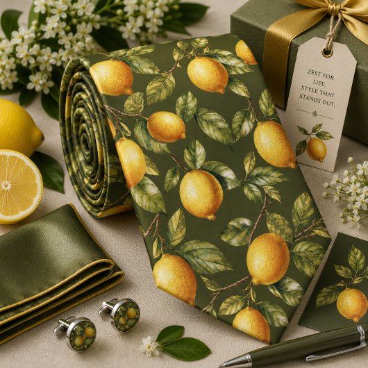 Cravate Motif Citron d'agrumes
