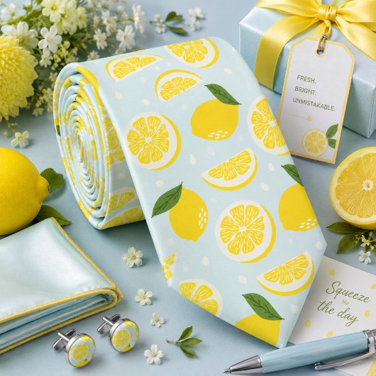 Cravate Motif Citron d'agrumes