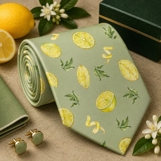 Cravate Motif Citron d'agrumes