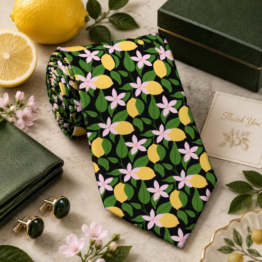 Cravate Motif Citron d'agrumes