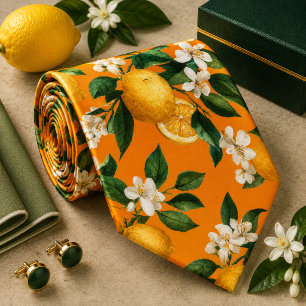 Cravate Motif Citron d'agrumes