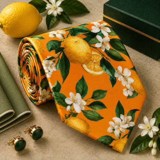 Cravate Motif Citron d'agrumes