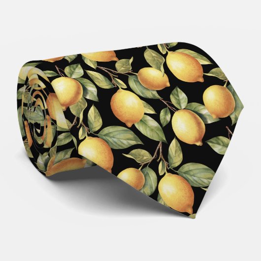 Cravate Motif Citron d'agrumes (Roulé)