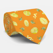 Cravate Motif Citron d'agrumes (Roulé)